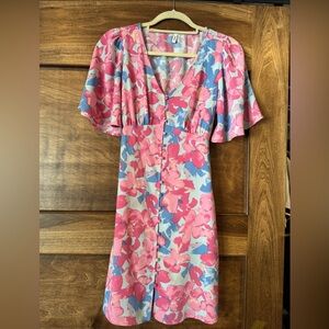 Only Pink and Blue Floral Midi Dress